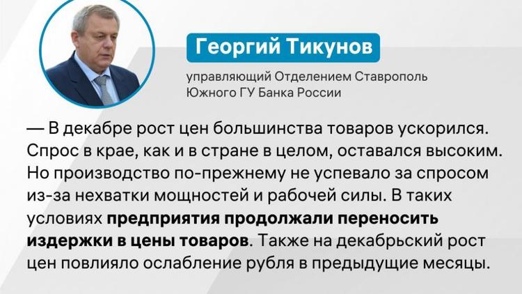 На Ставрополье отмечено ускорение инфляции