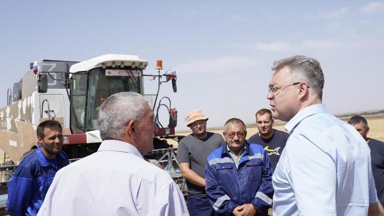 Губернатор Владимиров ознакомился с ходом жатвы в Арзгирском округе