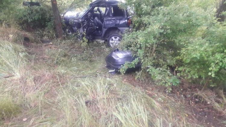 Вблизи Ставрополя внедорожник вылетел с дороги и врезался в дерево