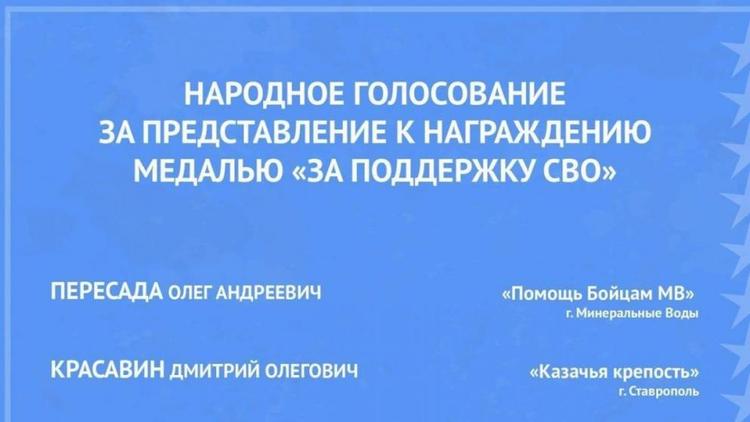 Ставропольцы выберут троих волонтёров для награждения медалью за поддержку СВО