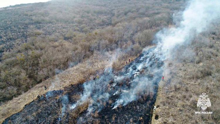 Ландшафтный пожар в Шпаковском округе Ставрополья потушили