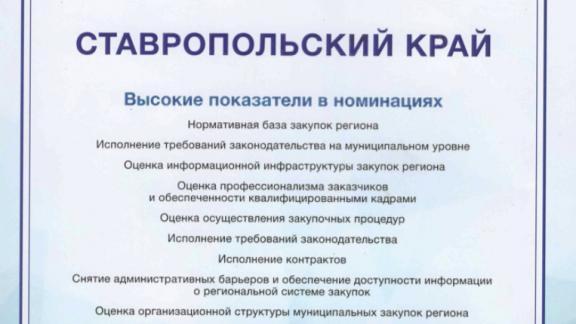 Госзакупки помогли Ставропольскому краю сэкономить около 5 млрд рублей