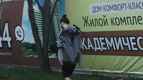 В Ставрополе внимание горожан привлёк парень с сорокой на плече