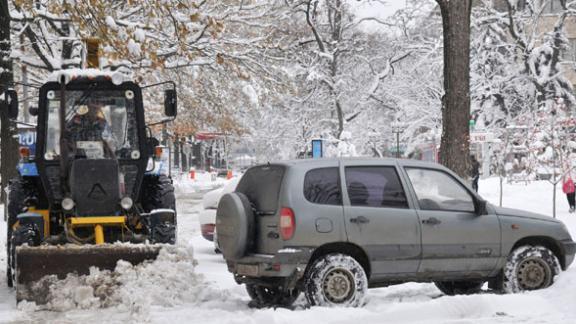 Под тяжестью снега в Ставрополе ломаются деревья