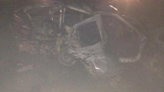 «Лада Приора» сгорела в тройном ДТП в Предгорном районе