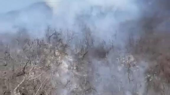 Пожарные тушат огонь на горе Машук в Ставропольском крае