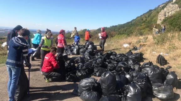 Около ста мешков мусора собрали активисты на склоне горы Бештау
